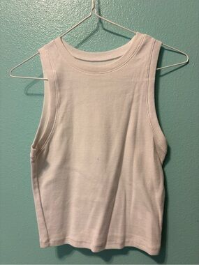 Hollister White Ribbed Sleeveless cropped Tank